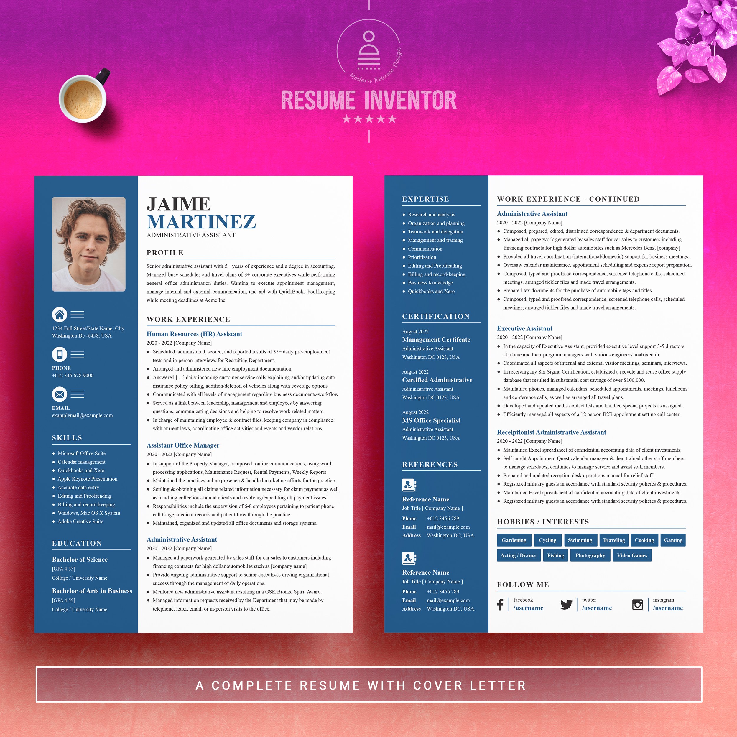 Administrative Modern Resume CV Design - Design Cuts