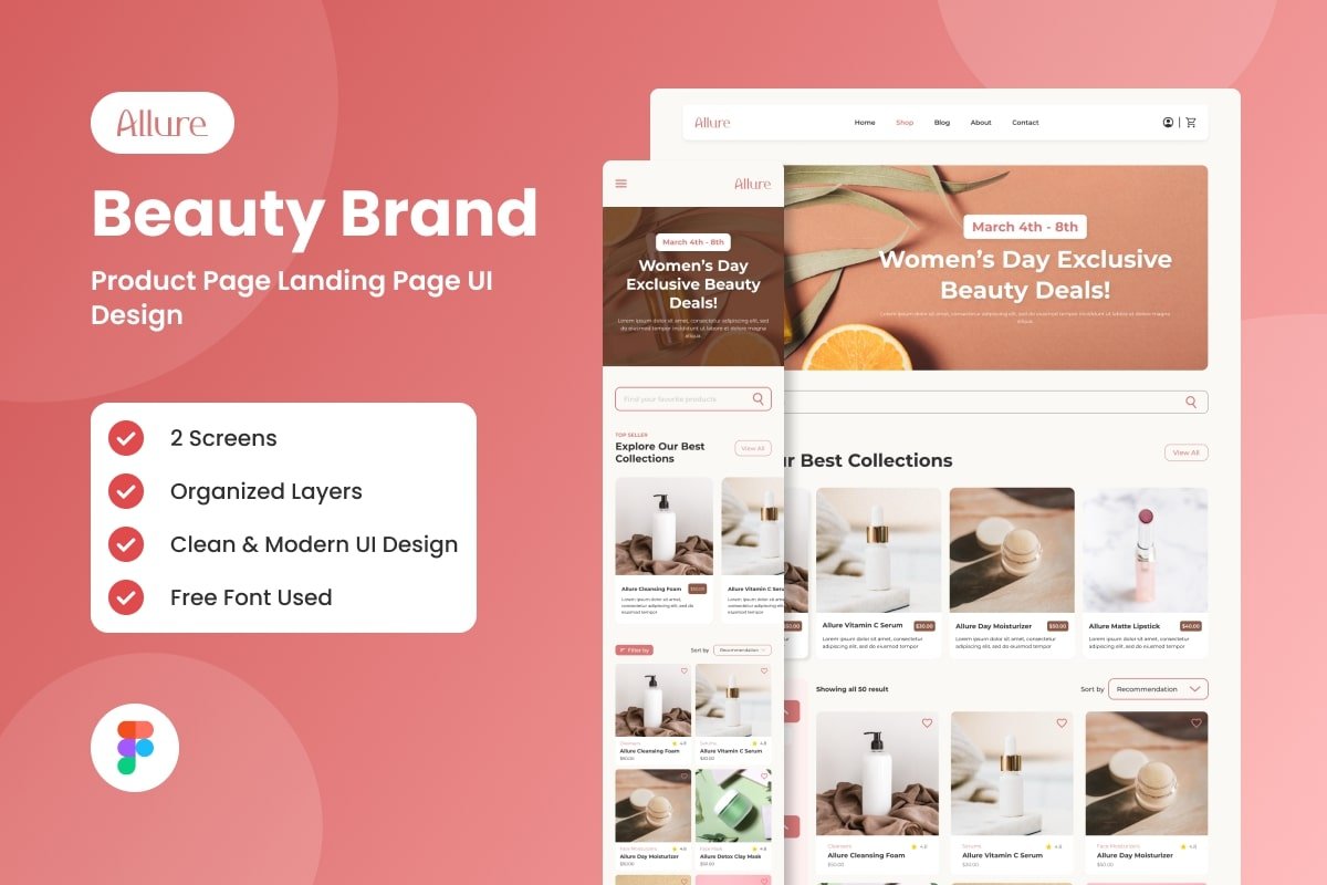 Beauty Brand Product Landing Page Template - Design Cuts