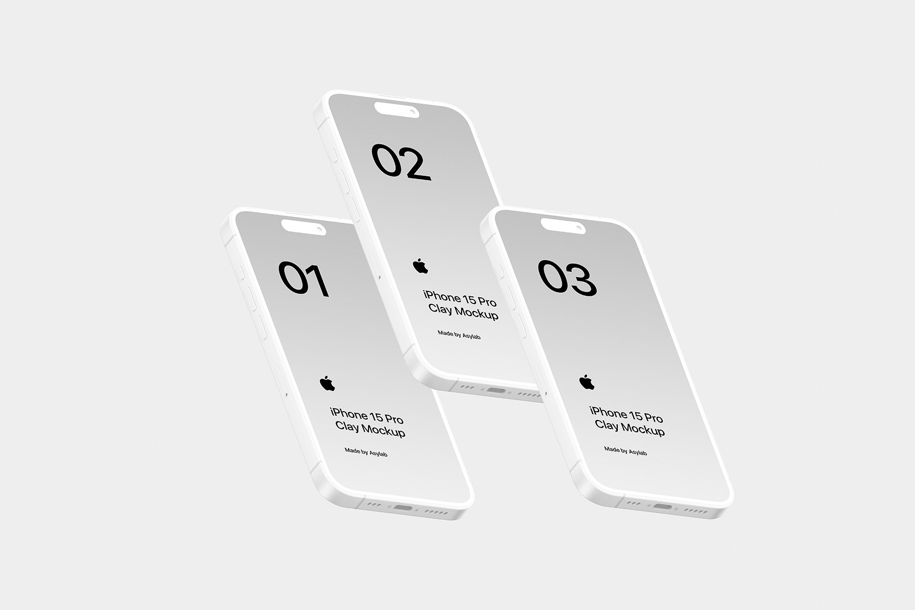 iPhone 15 Pro - 21 Clay Mockups Scenes - Design Cuts