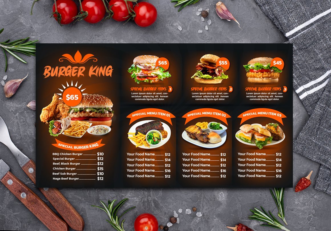 Digital Food Menu Design Template V-42 - Design Cuts