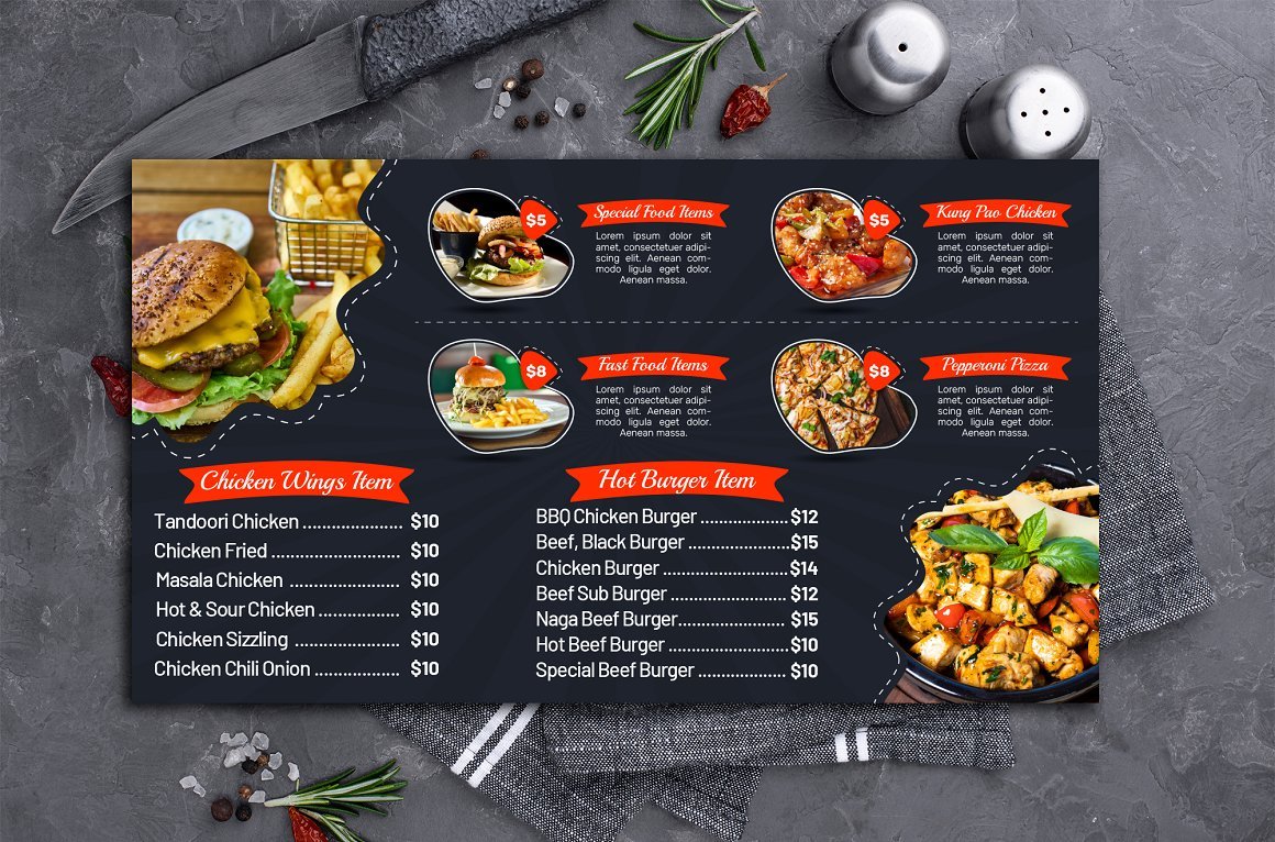 Digital Food Menu Design Template V-32 - Design Cuts