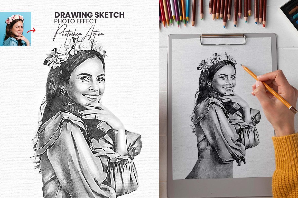 Girl Sketch Photoshop Painting - Desi Painters