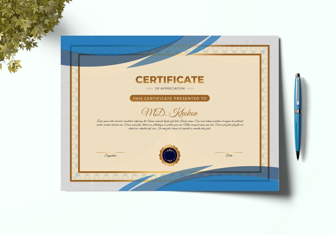 Elegant Diploma Certificate Template V-31 - Design Cuts