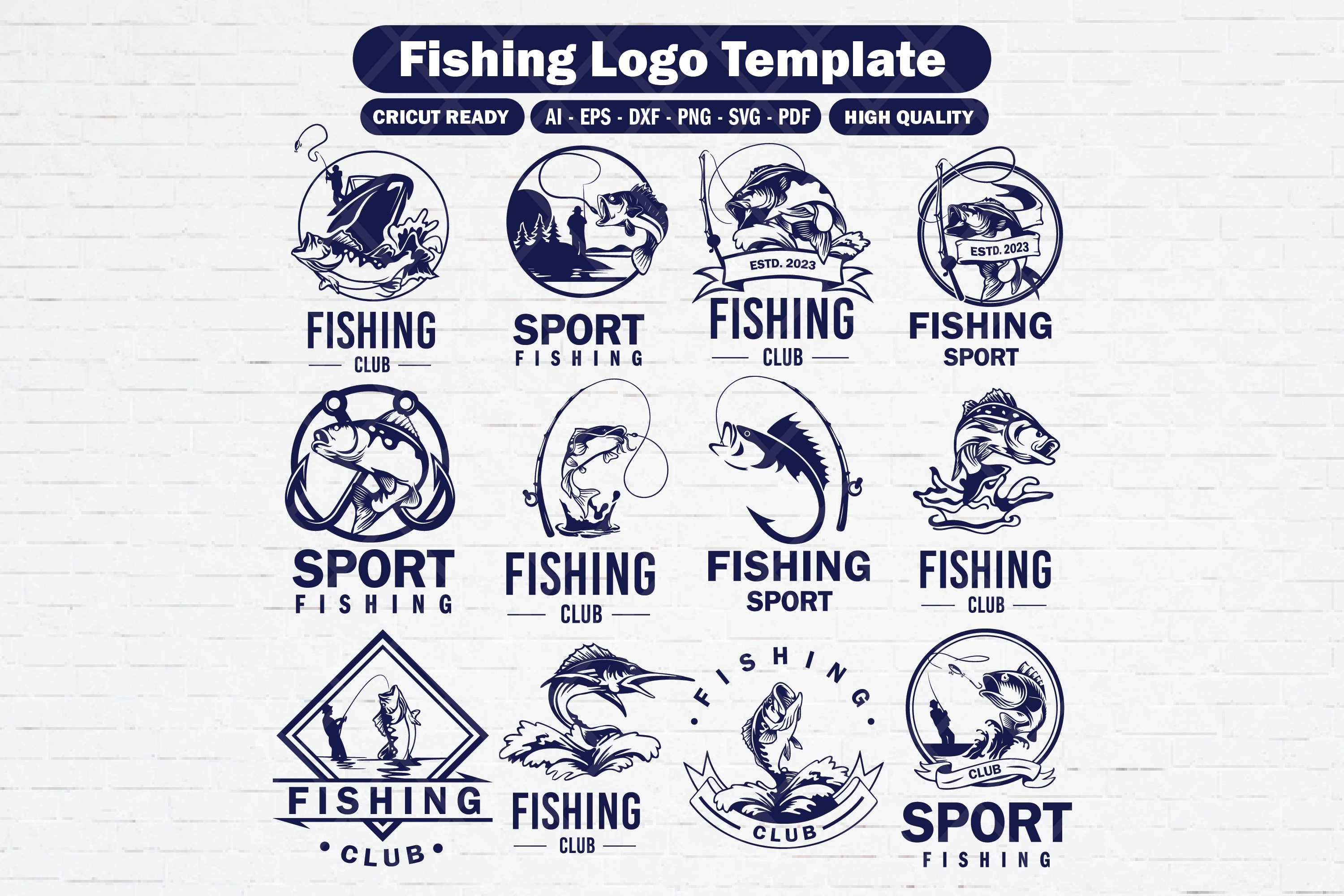 Fishing Fisherman Logo Set - Design Cuts
