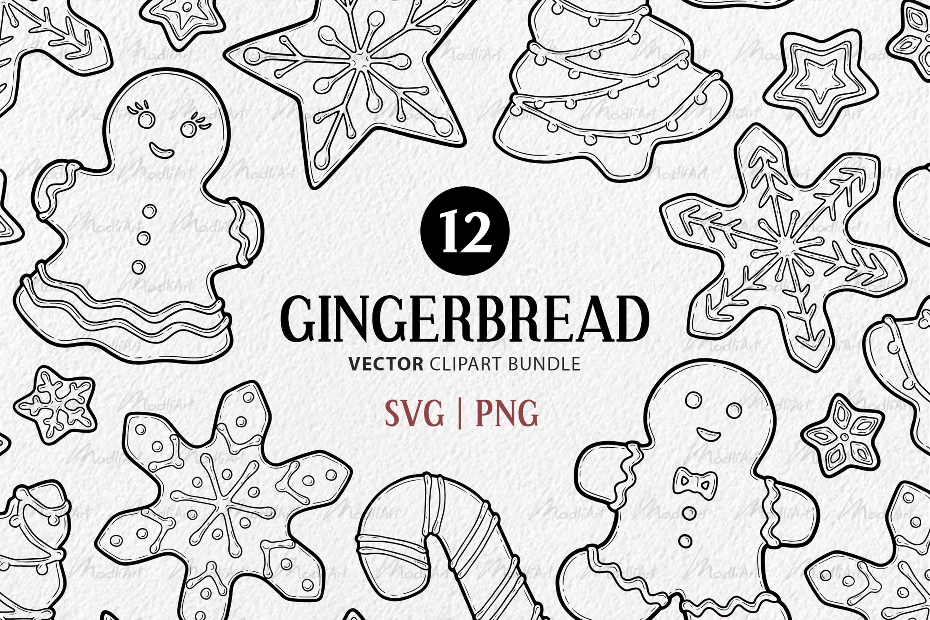 Gingerbread Christmas Material Set Set Gingerbread Stock Vector