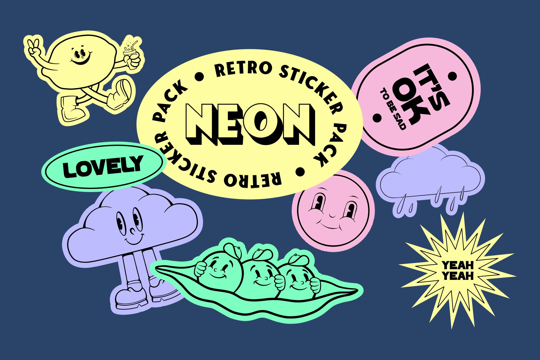Neon - Retro Sticker Pack - Design Cuts