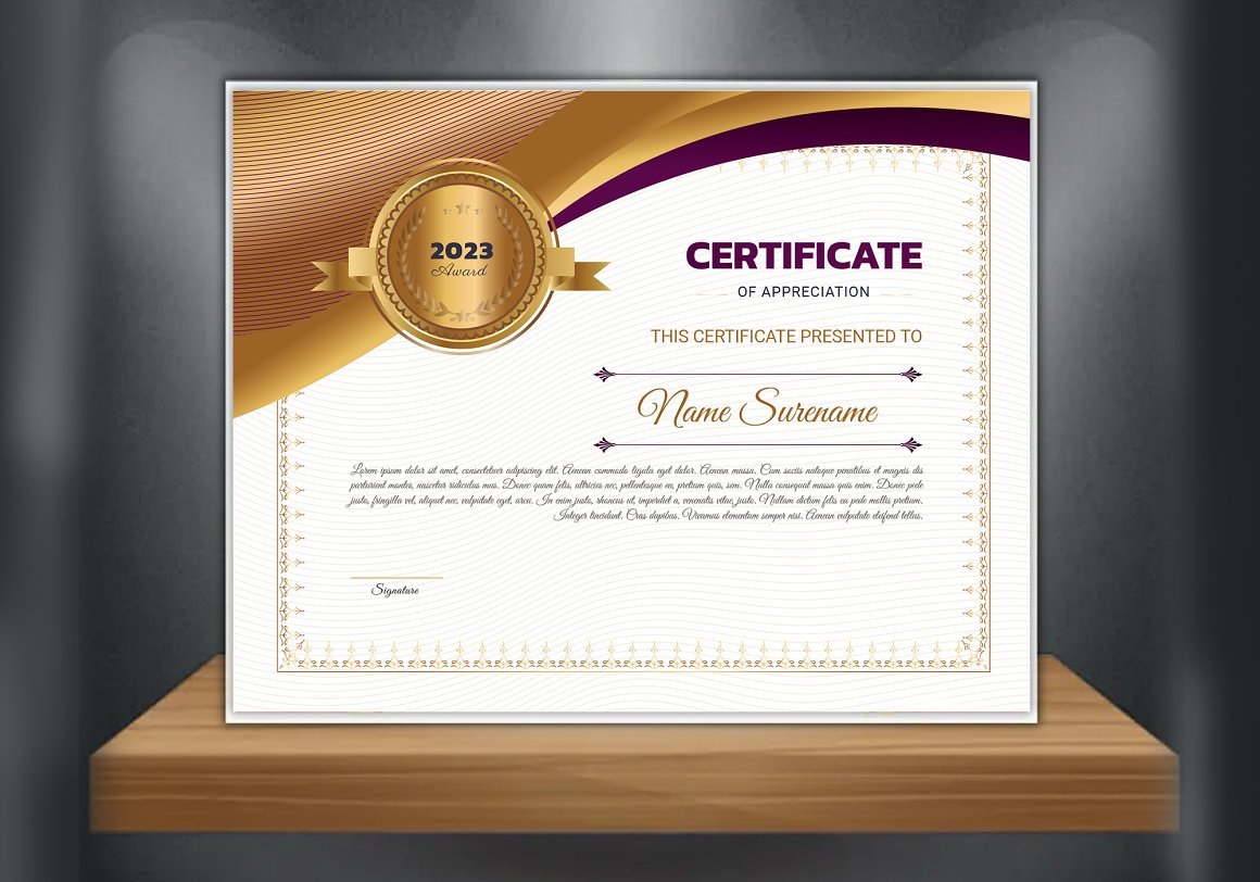 Luxury Design Certificate Template V-08 - Design Cuts