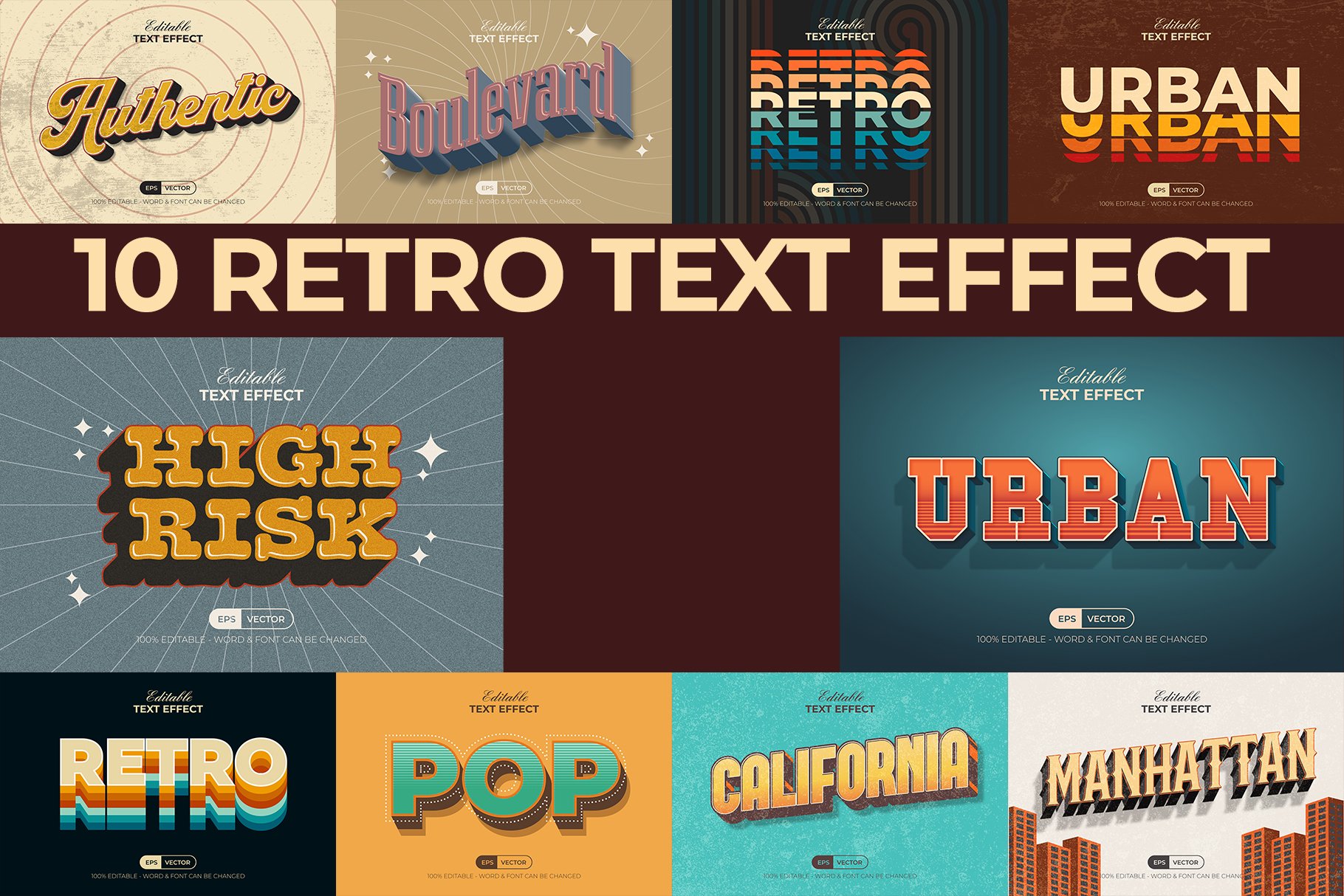 Retro Text Effect Style For Illustrator - Design Cuts