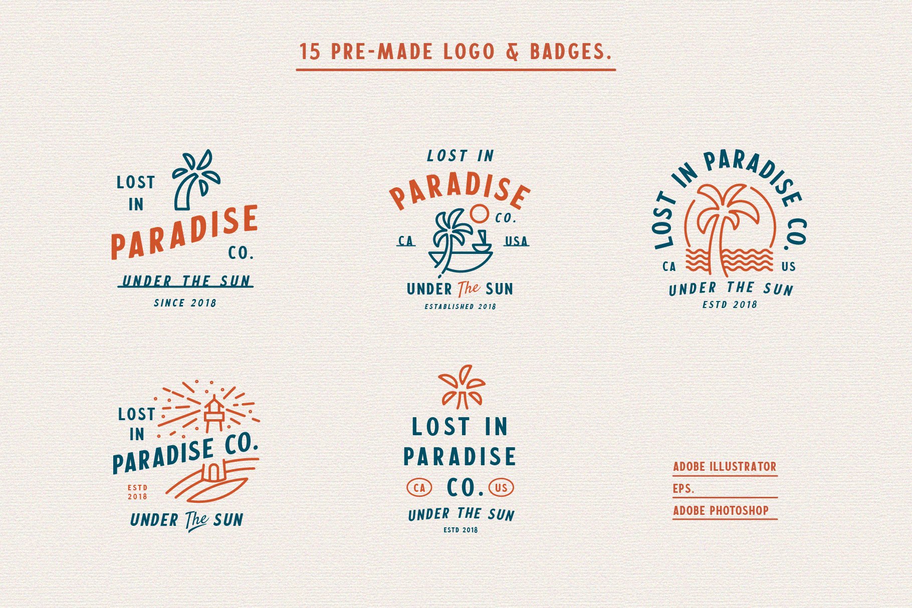 Premade Minimal Logo Stamp With Brand Name and Tagline, Premade