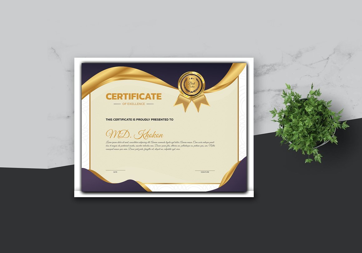 Simple Certificate Design Template - Design Cuts