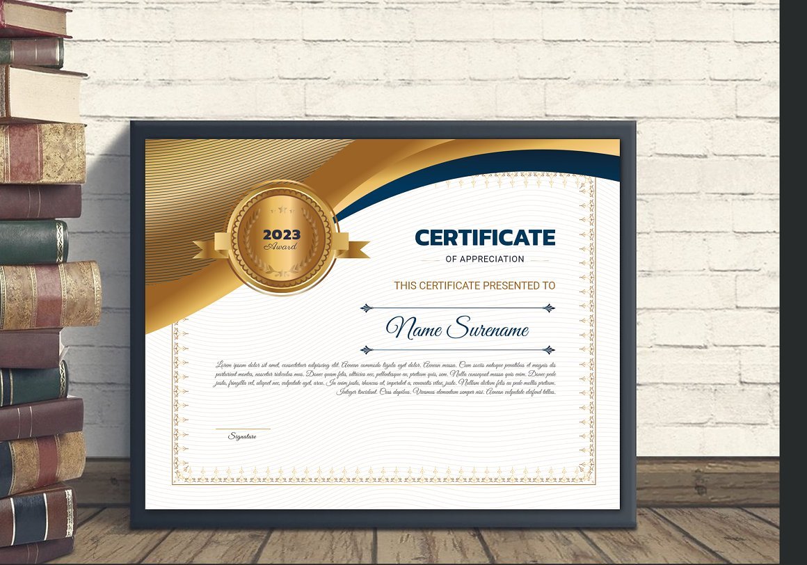 Luxury Design Certificate Template V-08 - Design Cuts