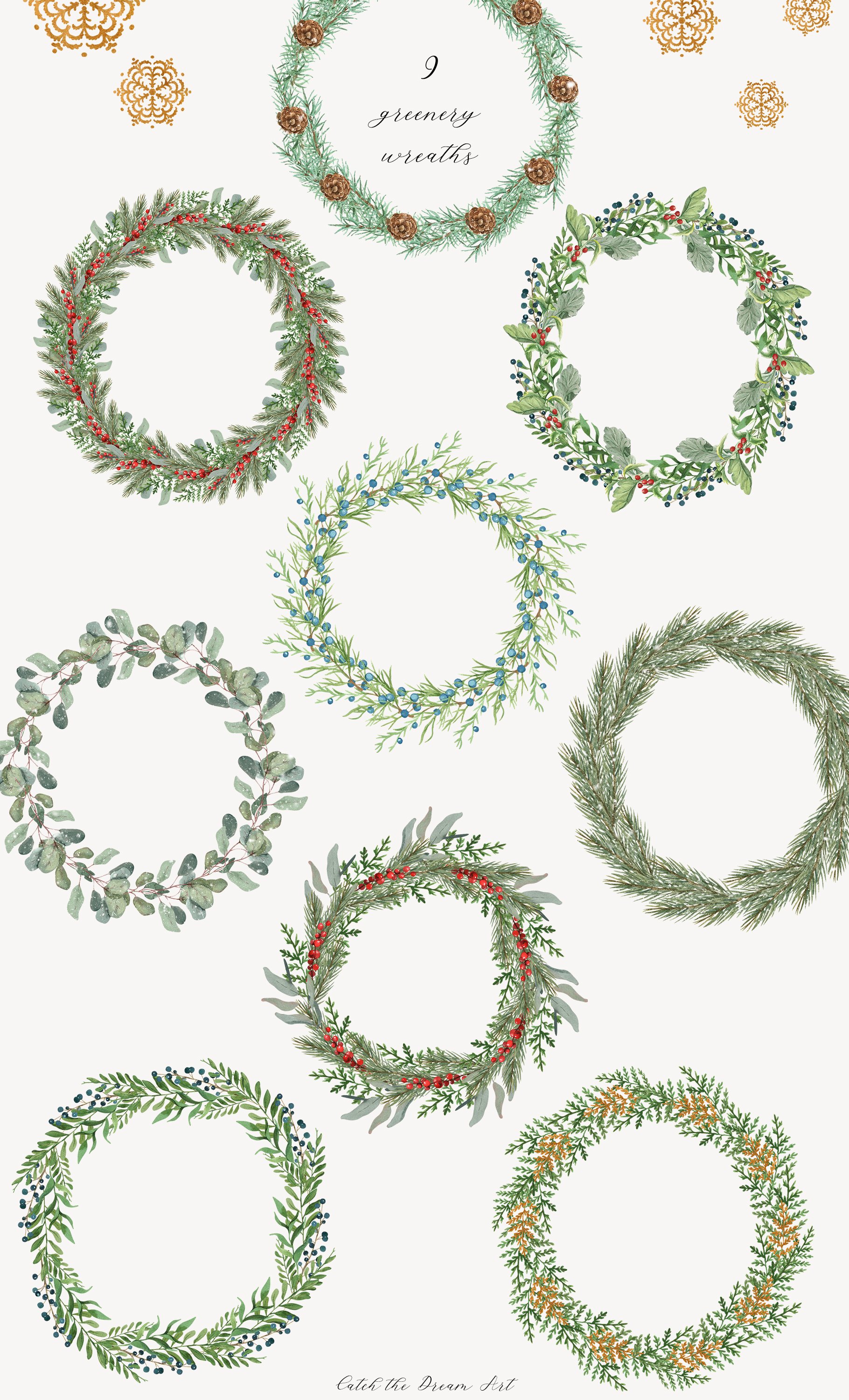 Crimson Mint Modern Christmas Watercolor - Design Cuts