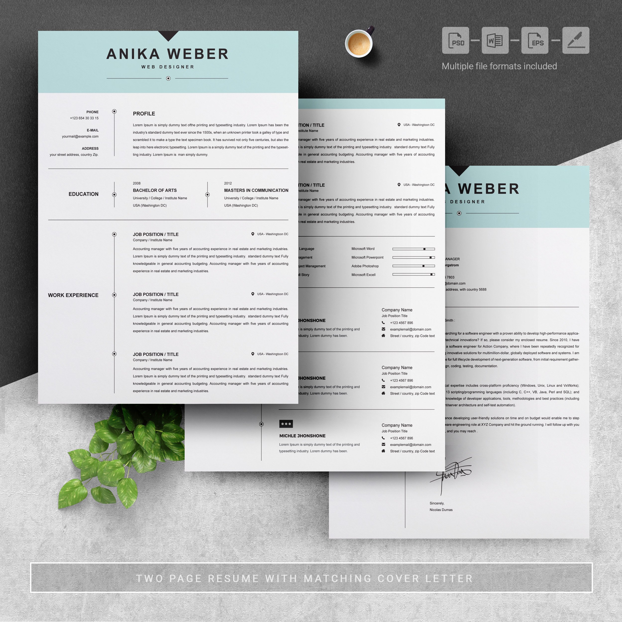 Clean Resume Template Instant Download - Design Cuts
