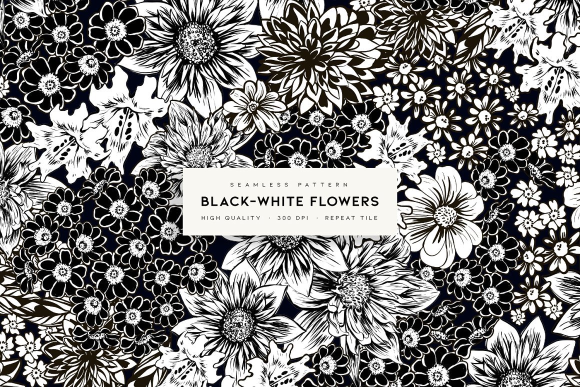 Black-white Flowers - Design Cuts