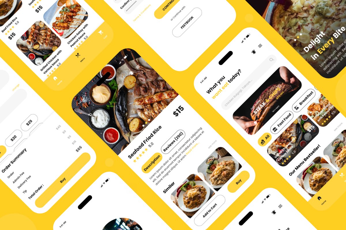 Gustobite Restaurant Mobile App Design Cuts