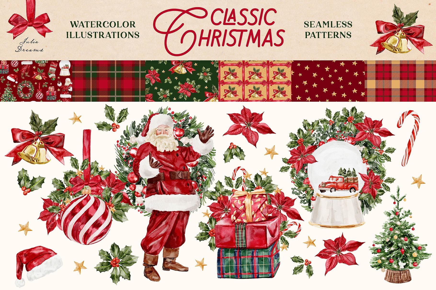 Classic Christmas Watercolor Collection - Design Cuts