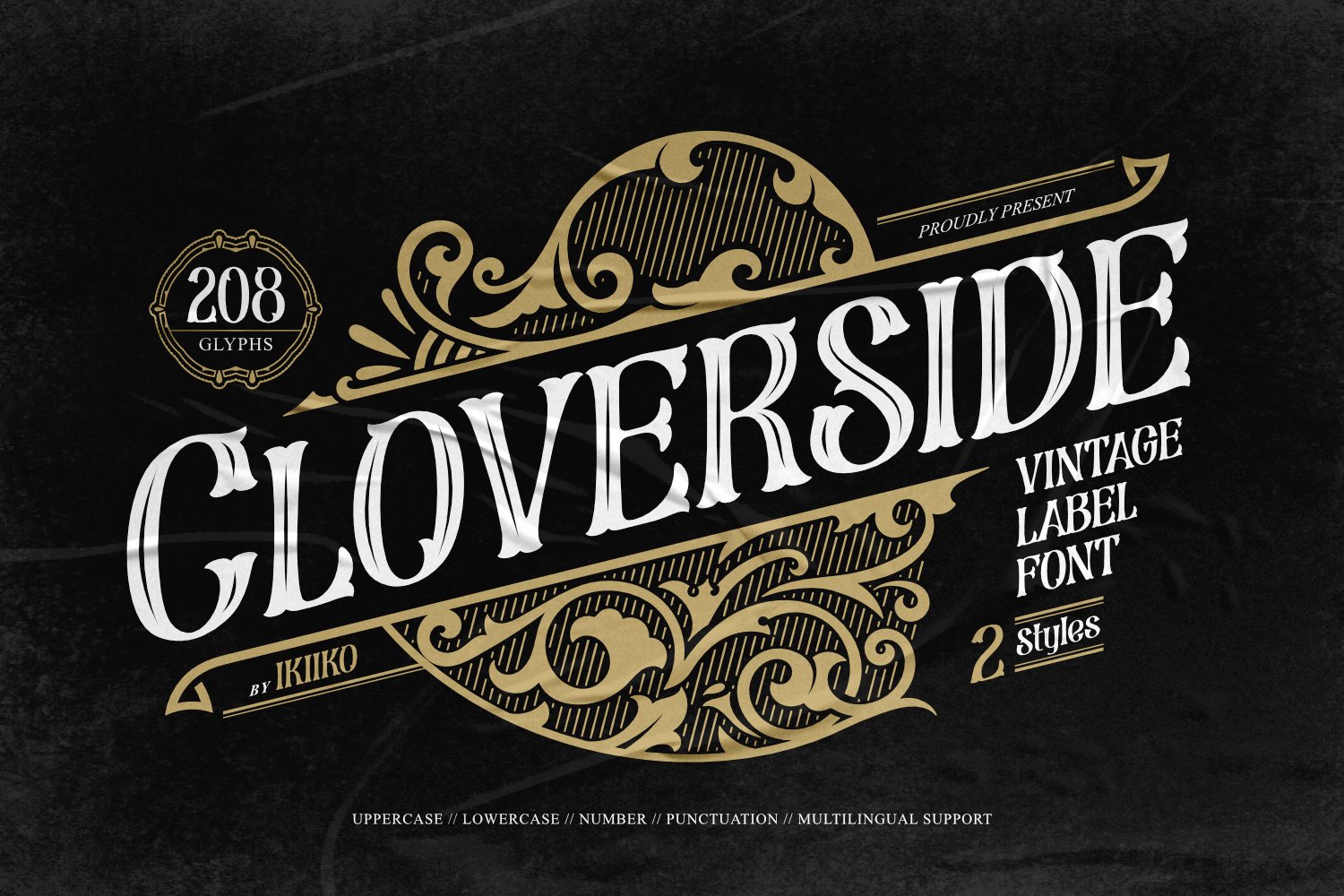 Cloverside - Vintage Label Font - Design Cuts