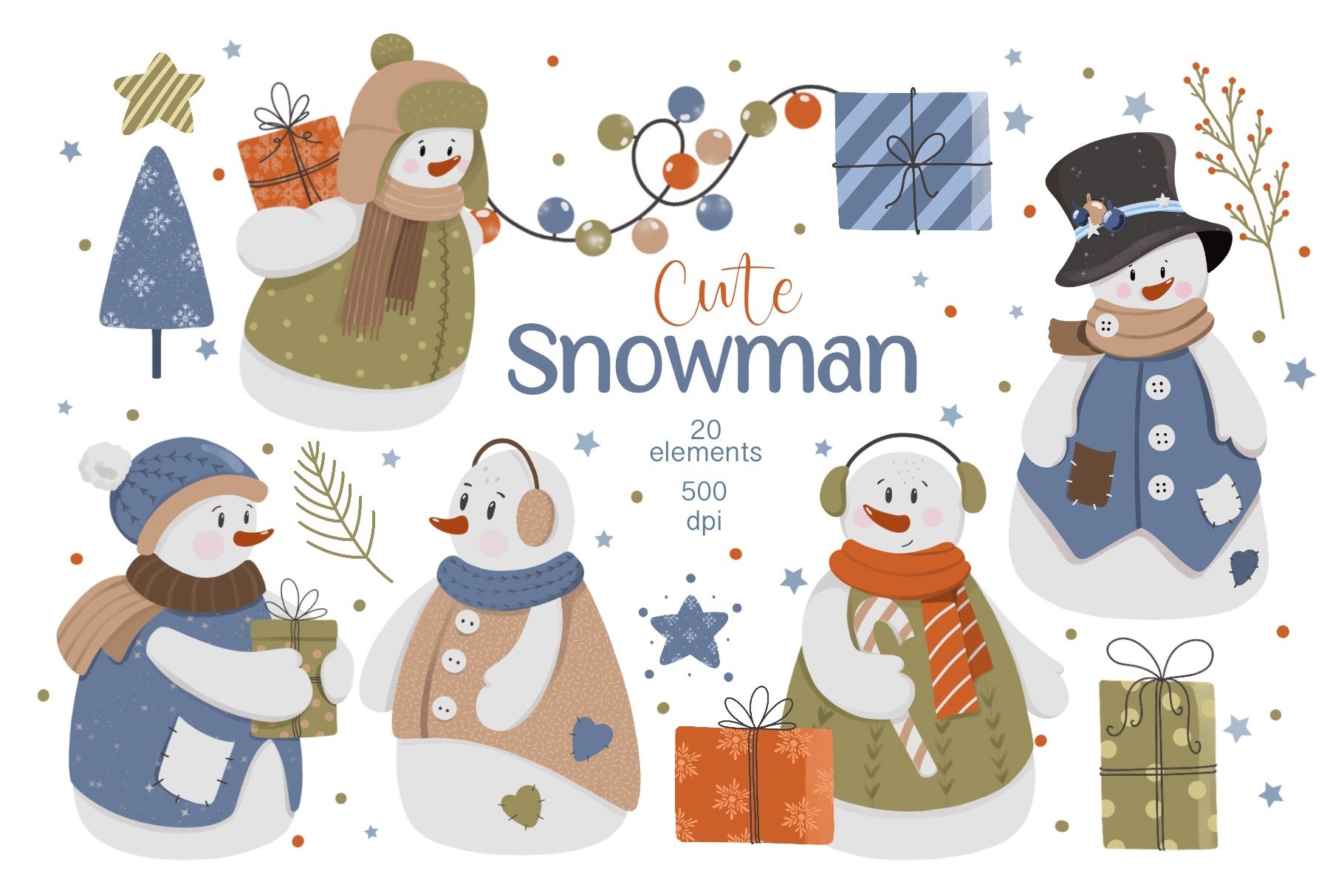 Build a Snowman - 4 Sets of Snowmen to Build - Clip Art