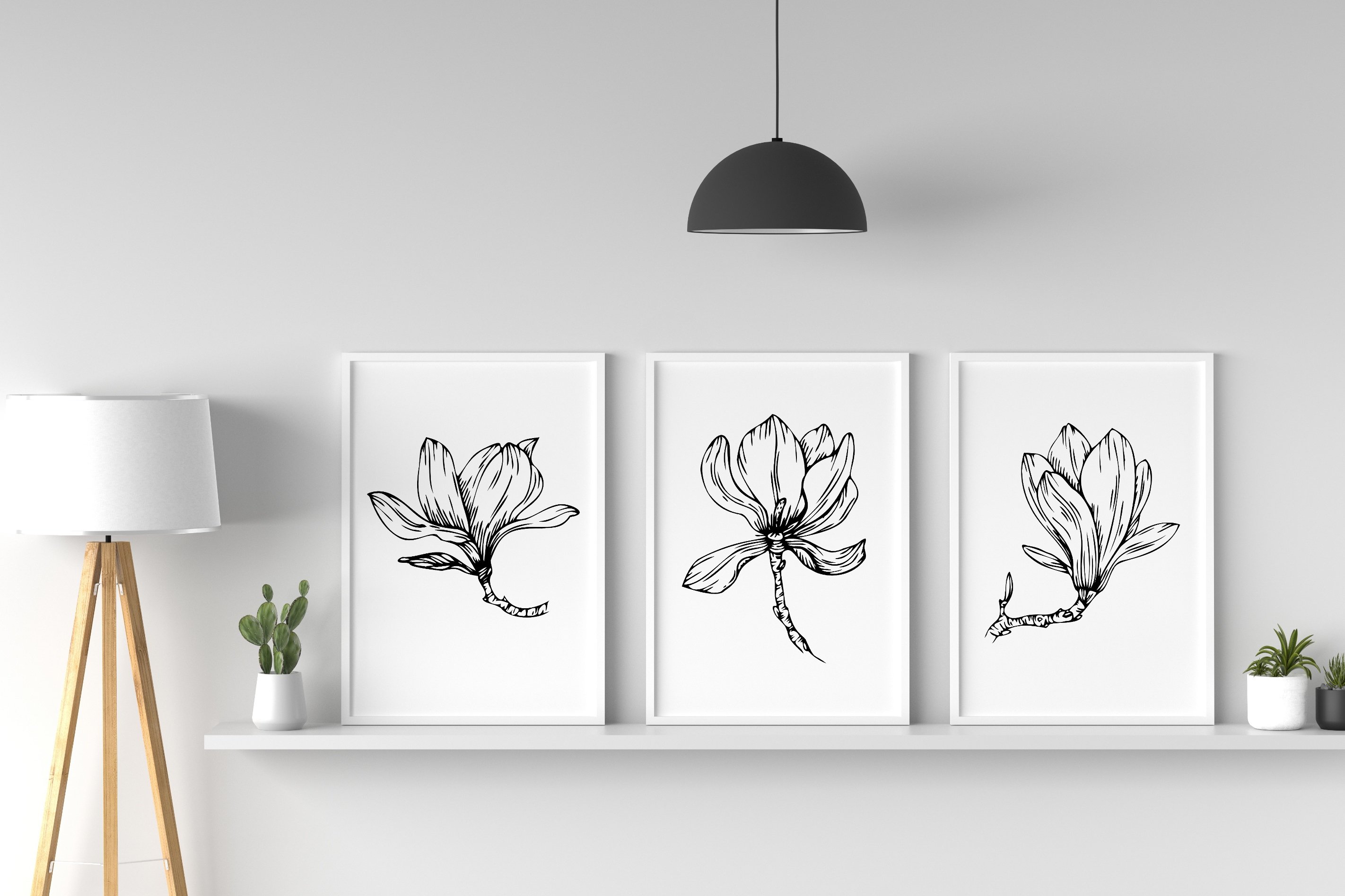 Magnolia Line Art Illustration - Design Cuts