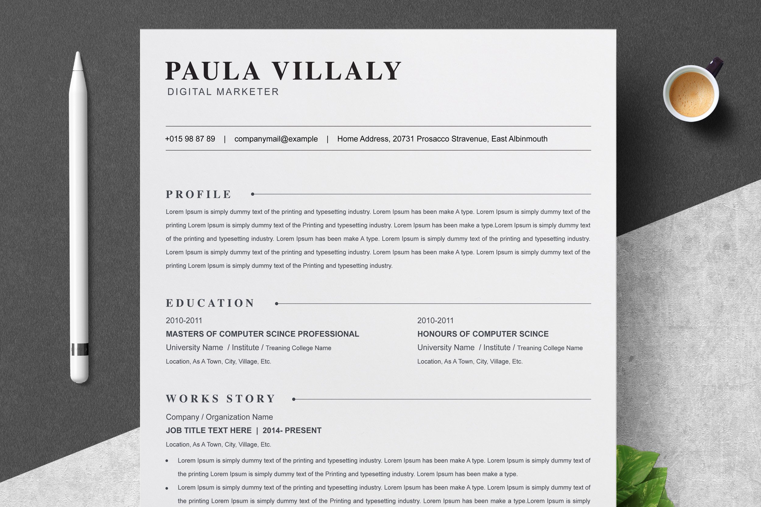 Digital Marketer CV Template - Design Cuts