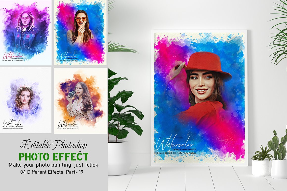 Editable Watercolor Photo Effect - Design Cuts