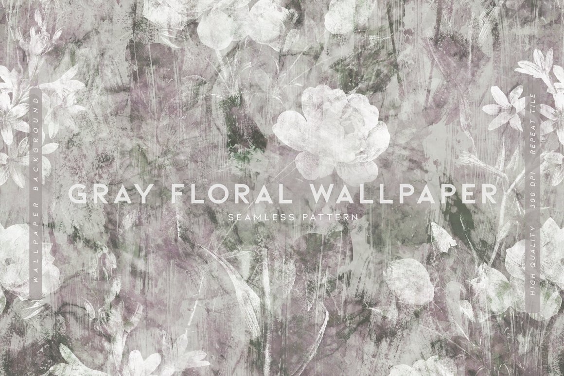 Gray Floral Wallpaper