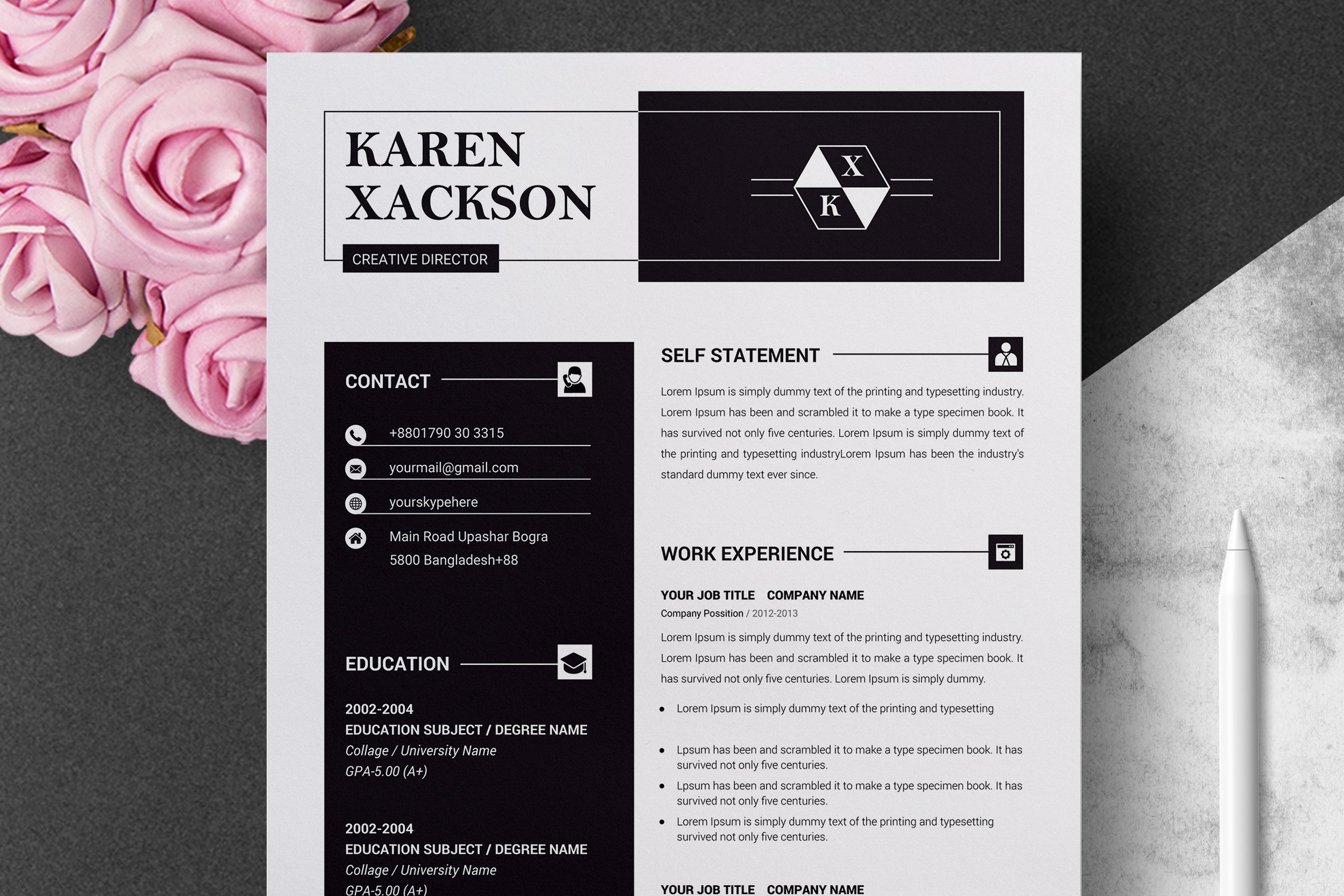 creative resume minimalist