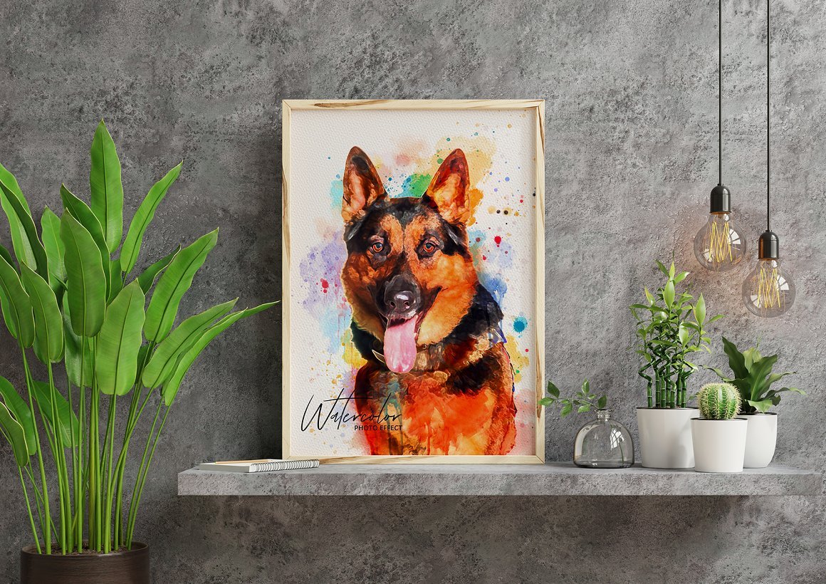 Watercolor Dog Painting Photo Effect - Design Cuts