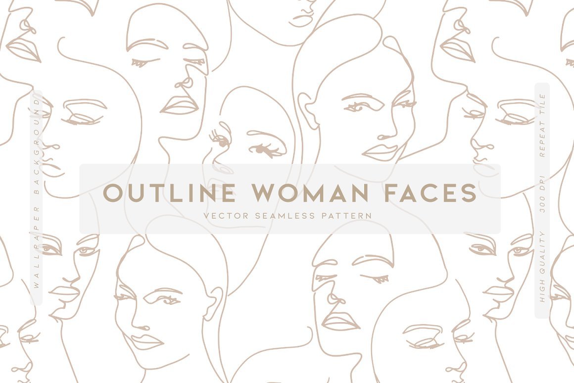 Outline Woman Faces - Design Cuts