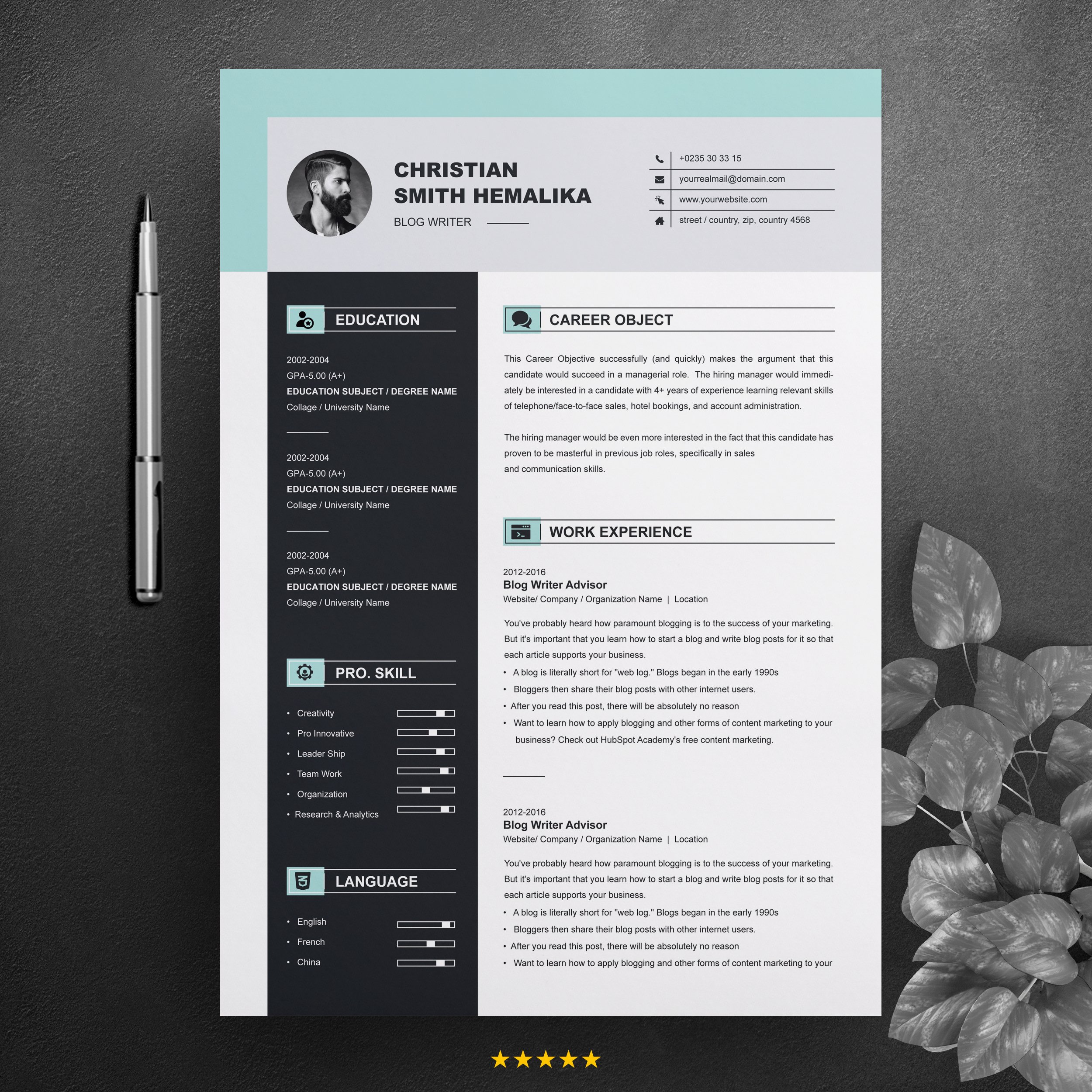 Professional Resume Template 3 Pages - Design Cuts