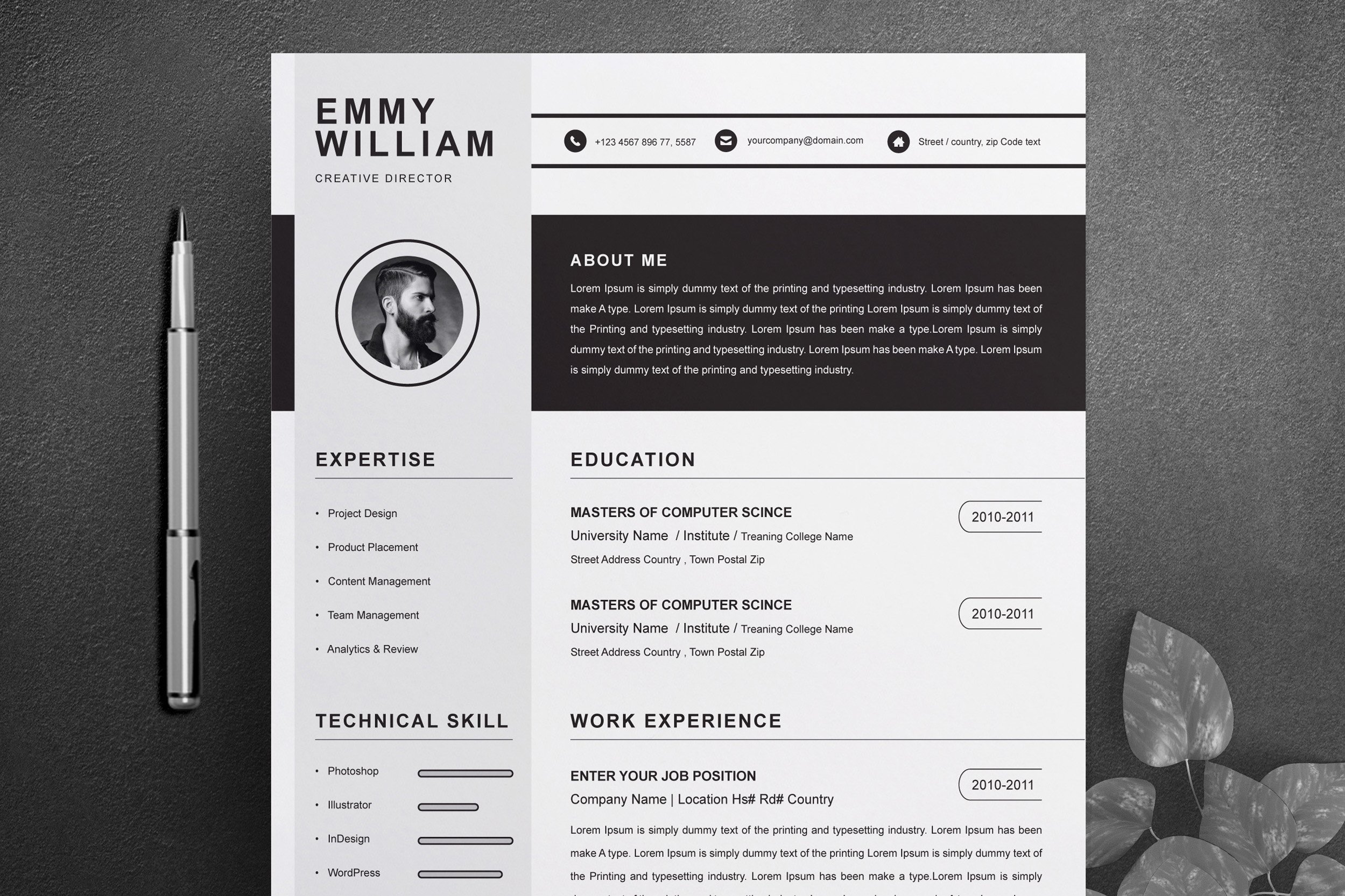 Resume Or CV Template Layout - Design Cuts