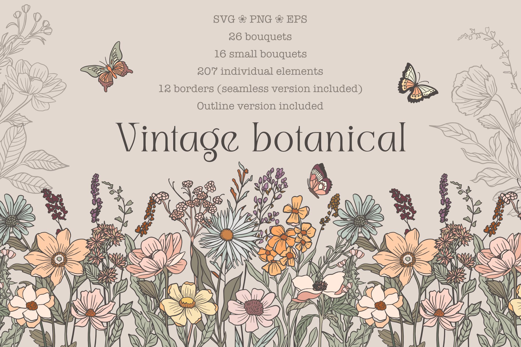 Boho aesthetic minimalism wild flowers - Vintage Flower - Sticker