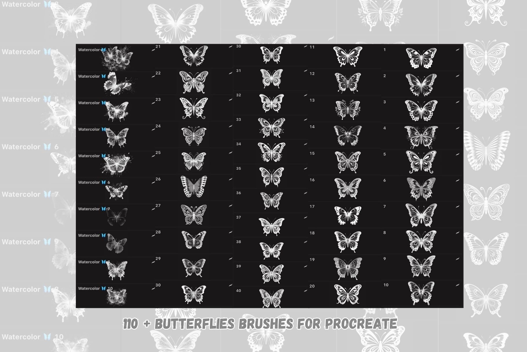 110 Butterflies Procreate Stamps - Design Cuts