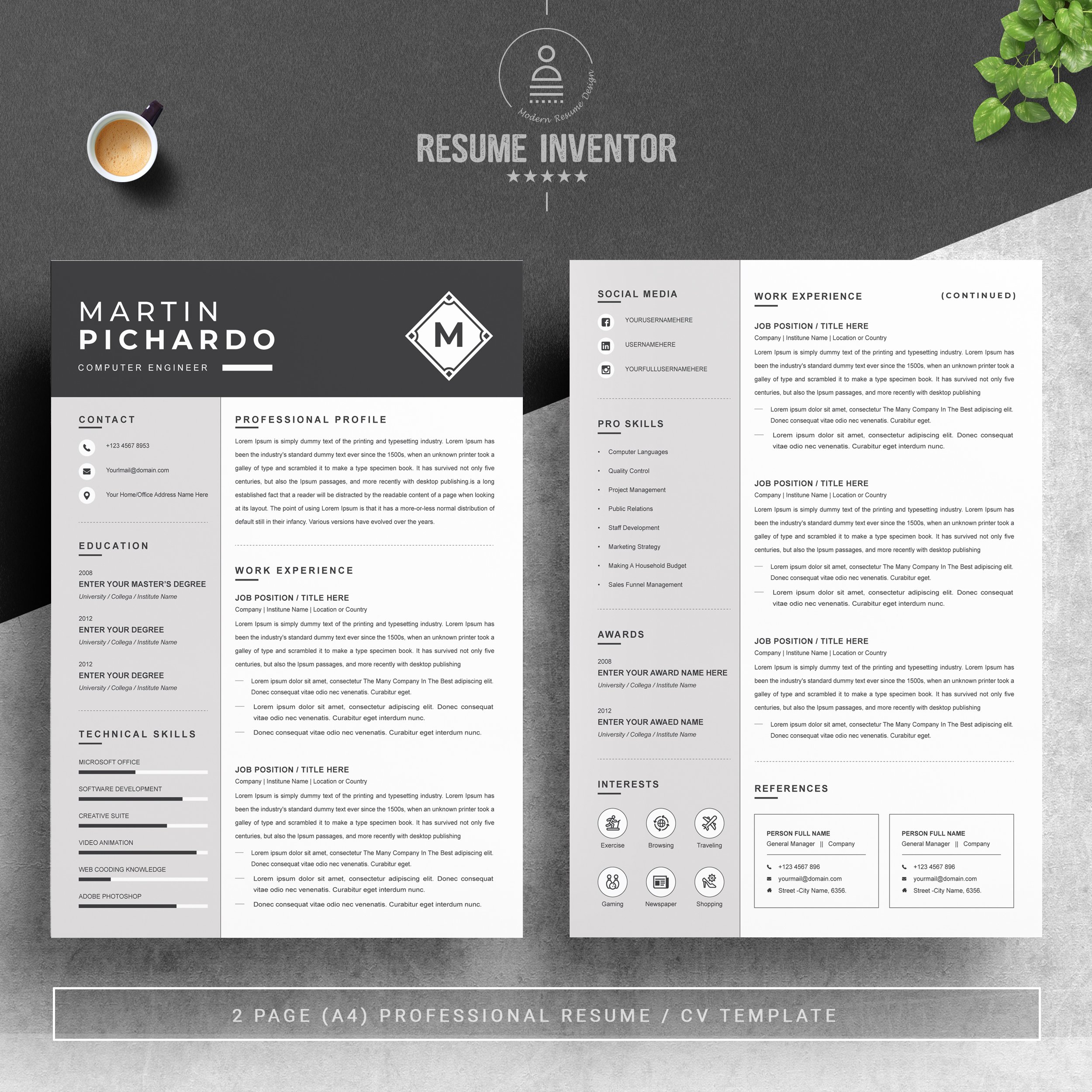 Resume MS Word With Cover Letter Design - Design Cuts