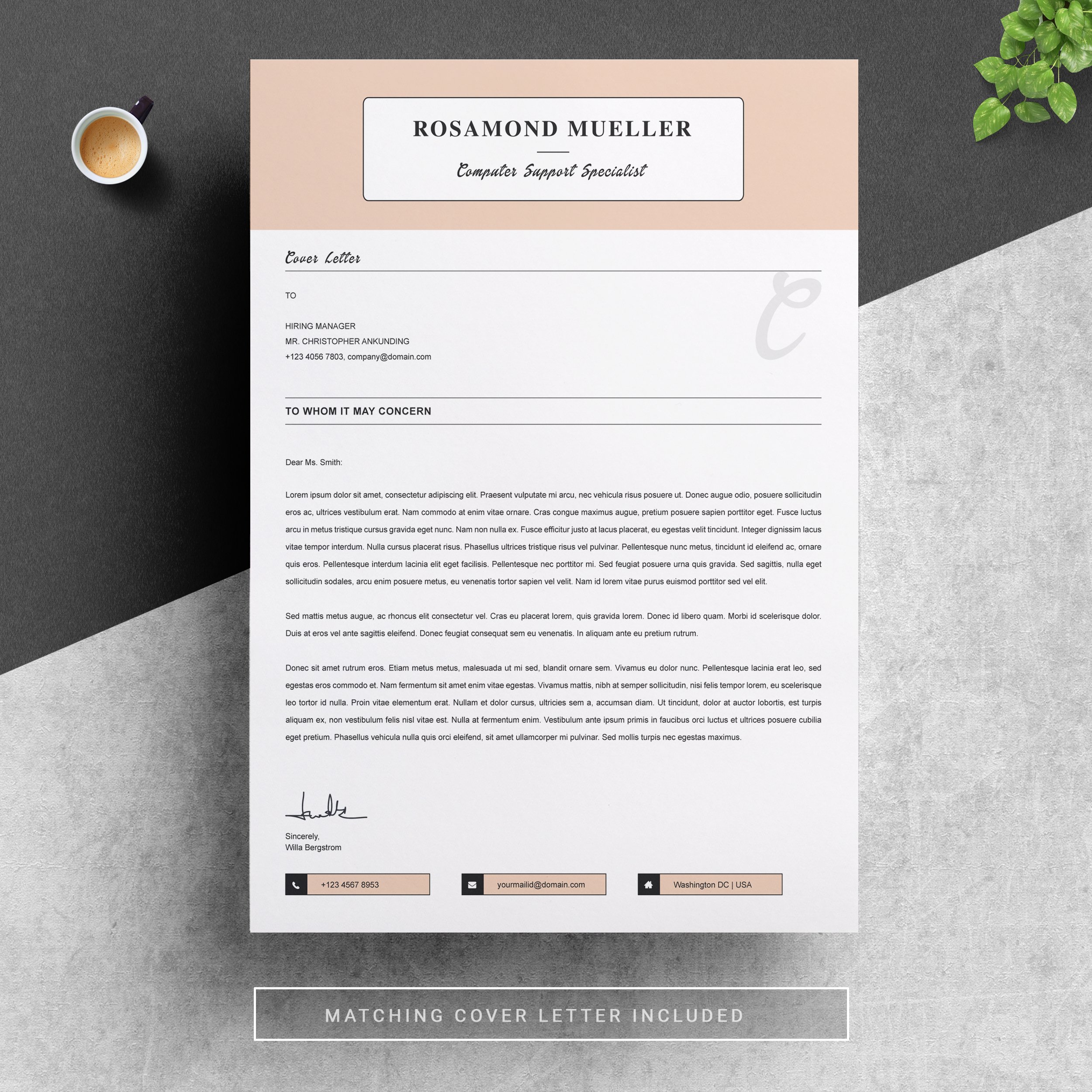 Modern Resume Template Word 2 - Design Cuts