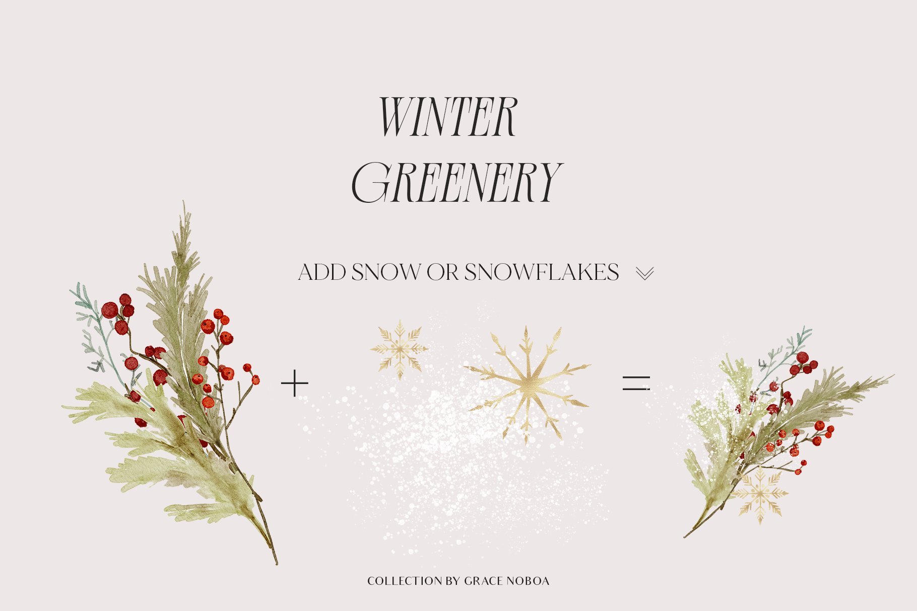 Winter Christmas Greenery Collection - Design Cuts