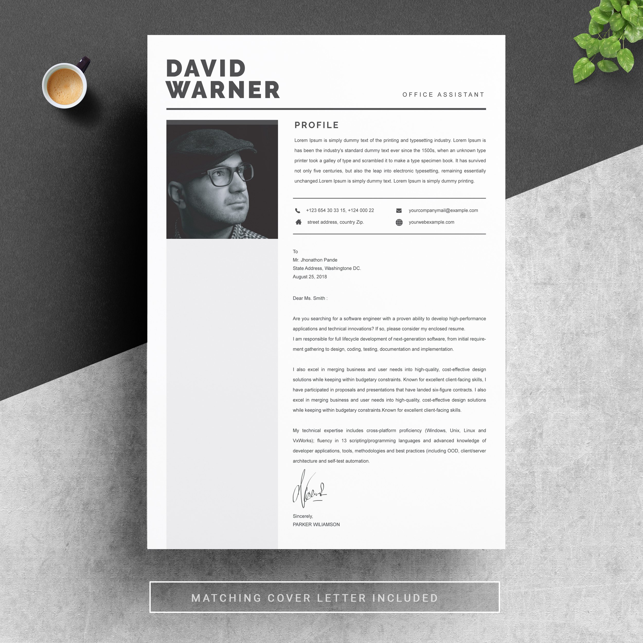 Modern Resume Template CV 4 - Design Cuts