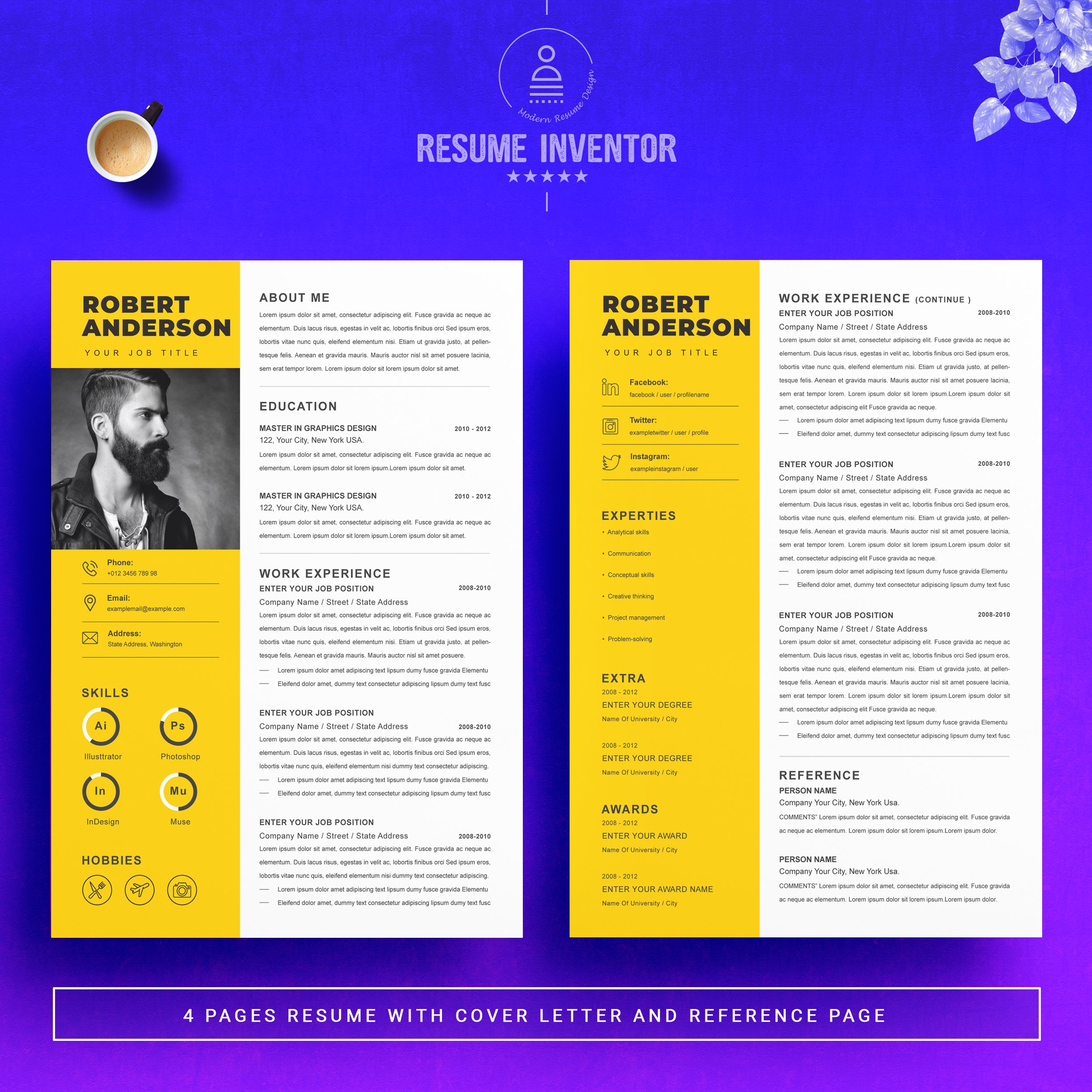 Yellow Resume Template Design Design Cuts