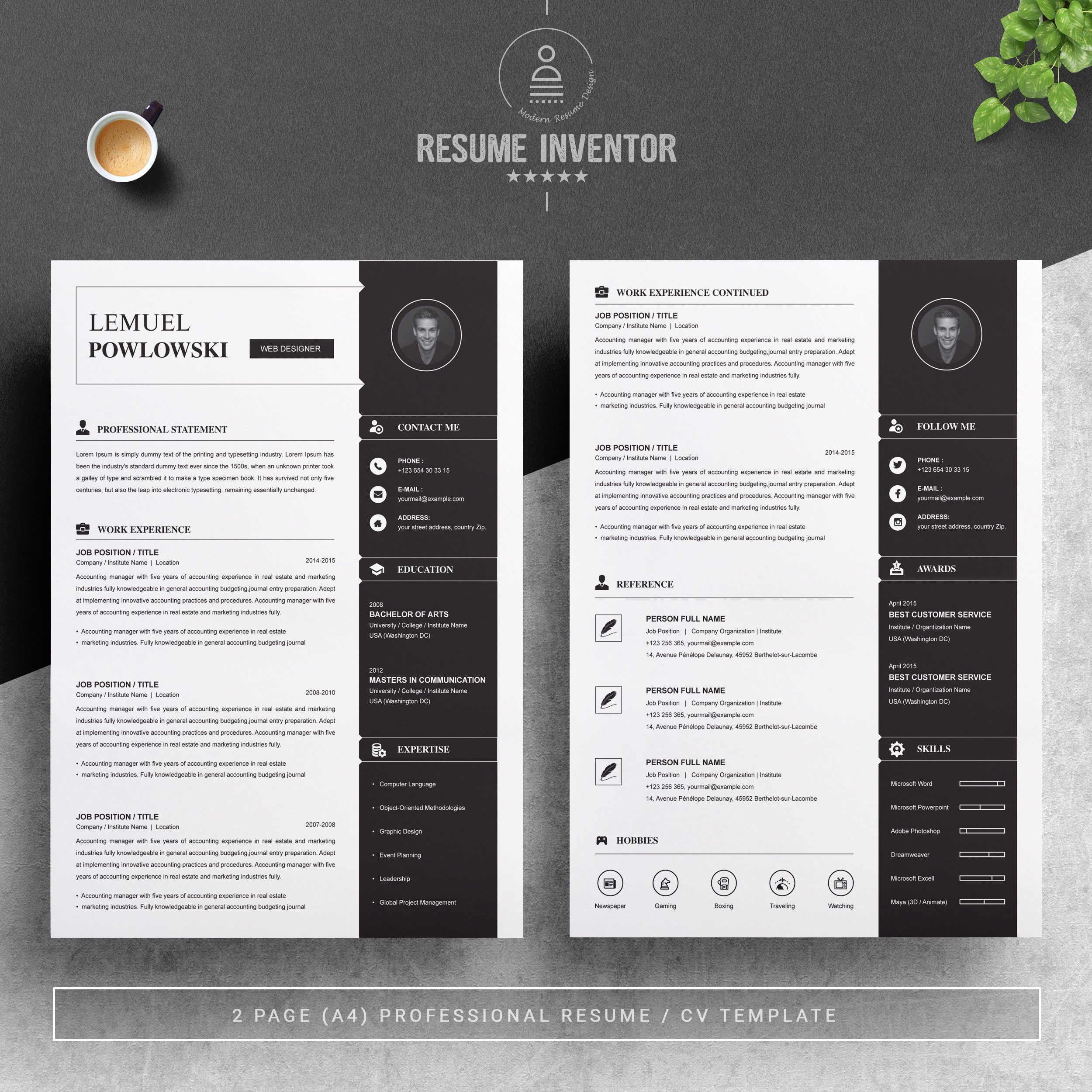 Web Designer Professional Resume Template - Design Cuts