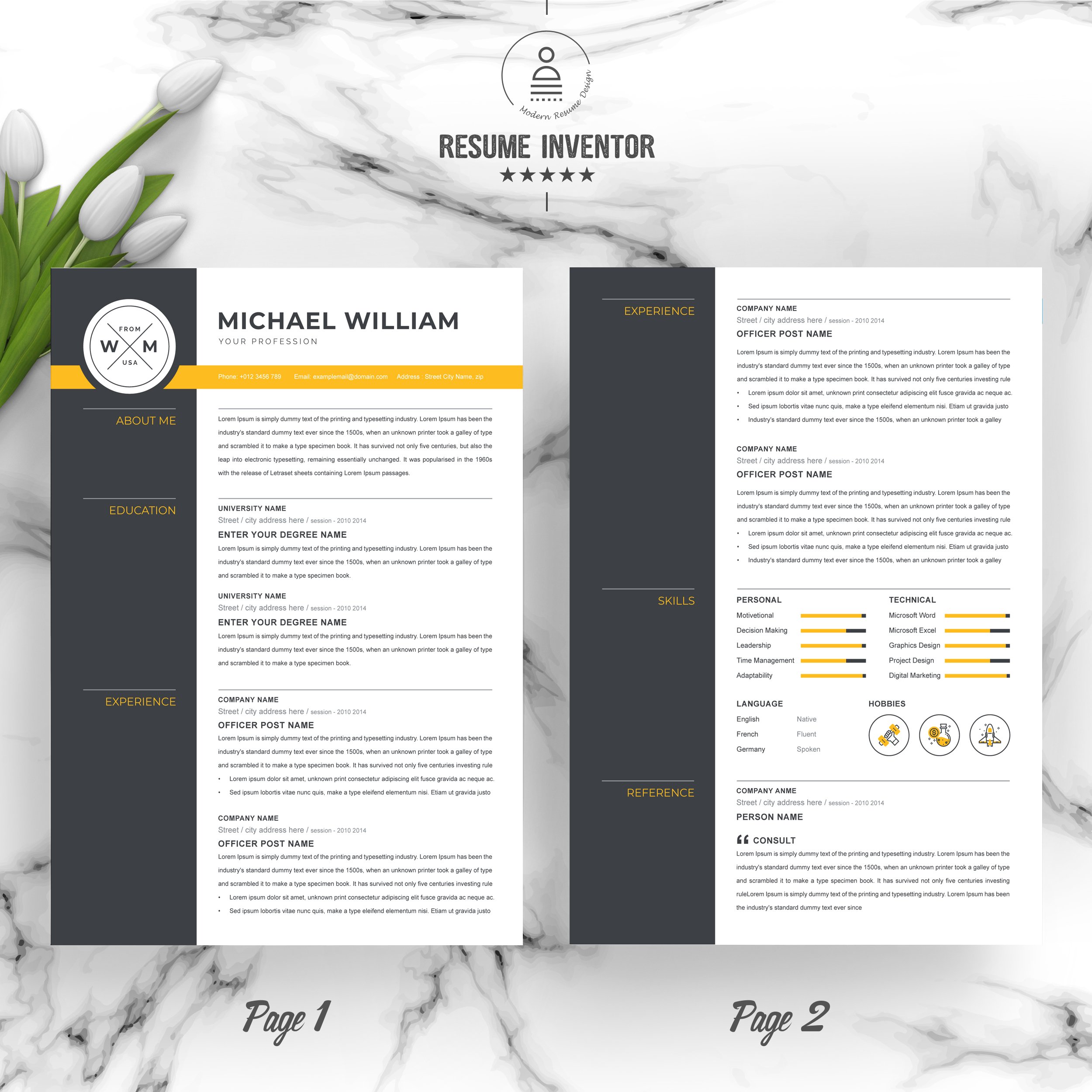 Word Resume Template Or CV Template - Design Cuts