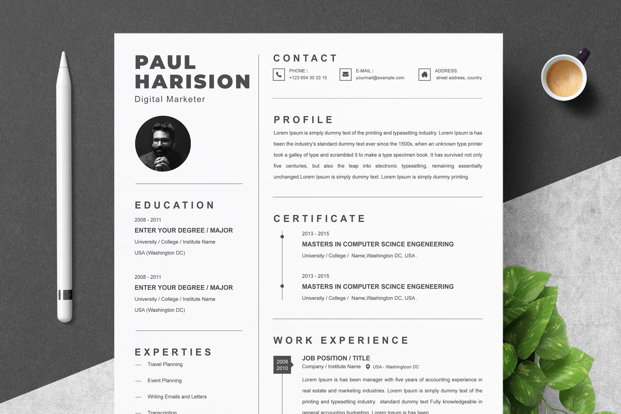 Clean Word Resume Template - Design Cuts