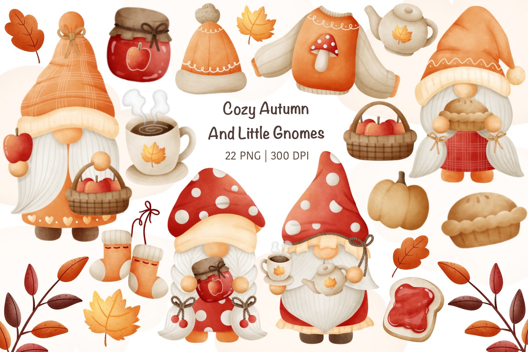 Cozy Autumn And Little Gnomes Clipart - Design Cuts