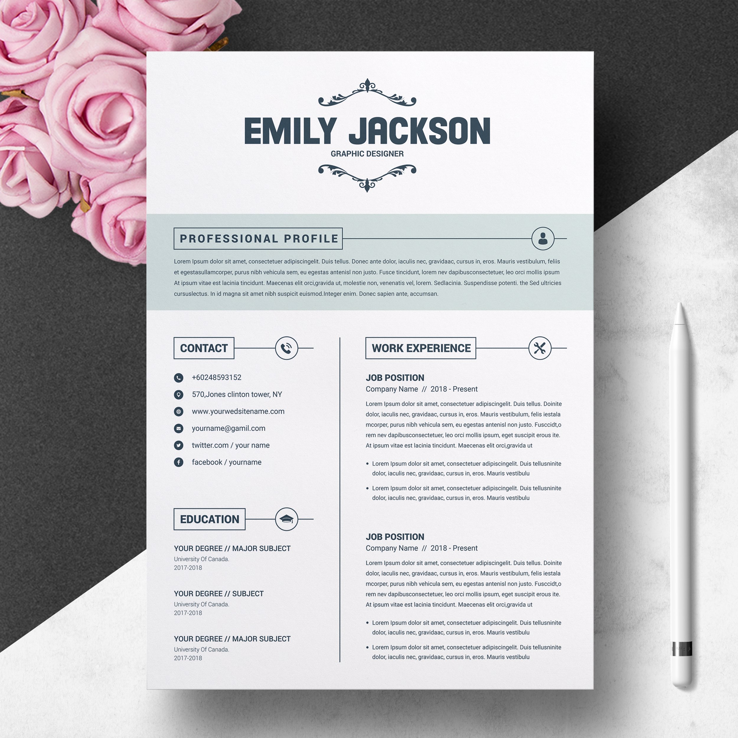 CV Template With Cover Letter - Design Cuts