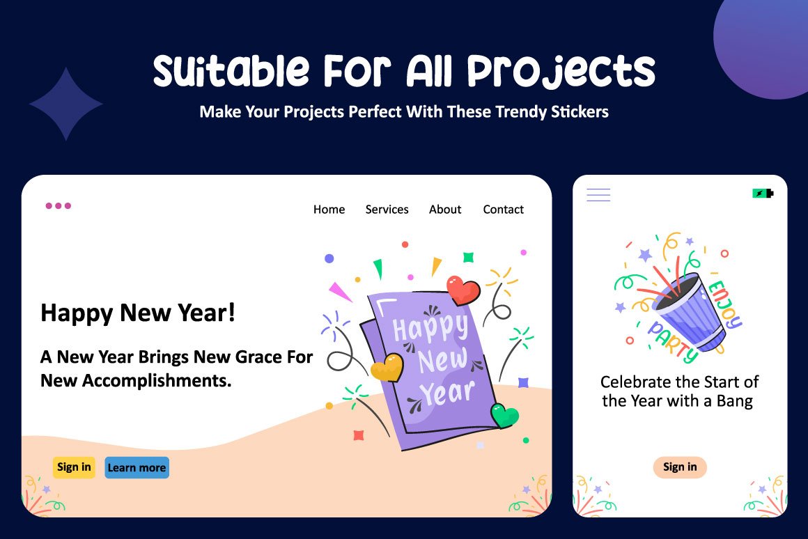 Happy New Year 2024 Stickers - Design Cuts