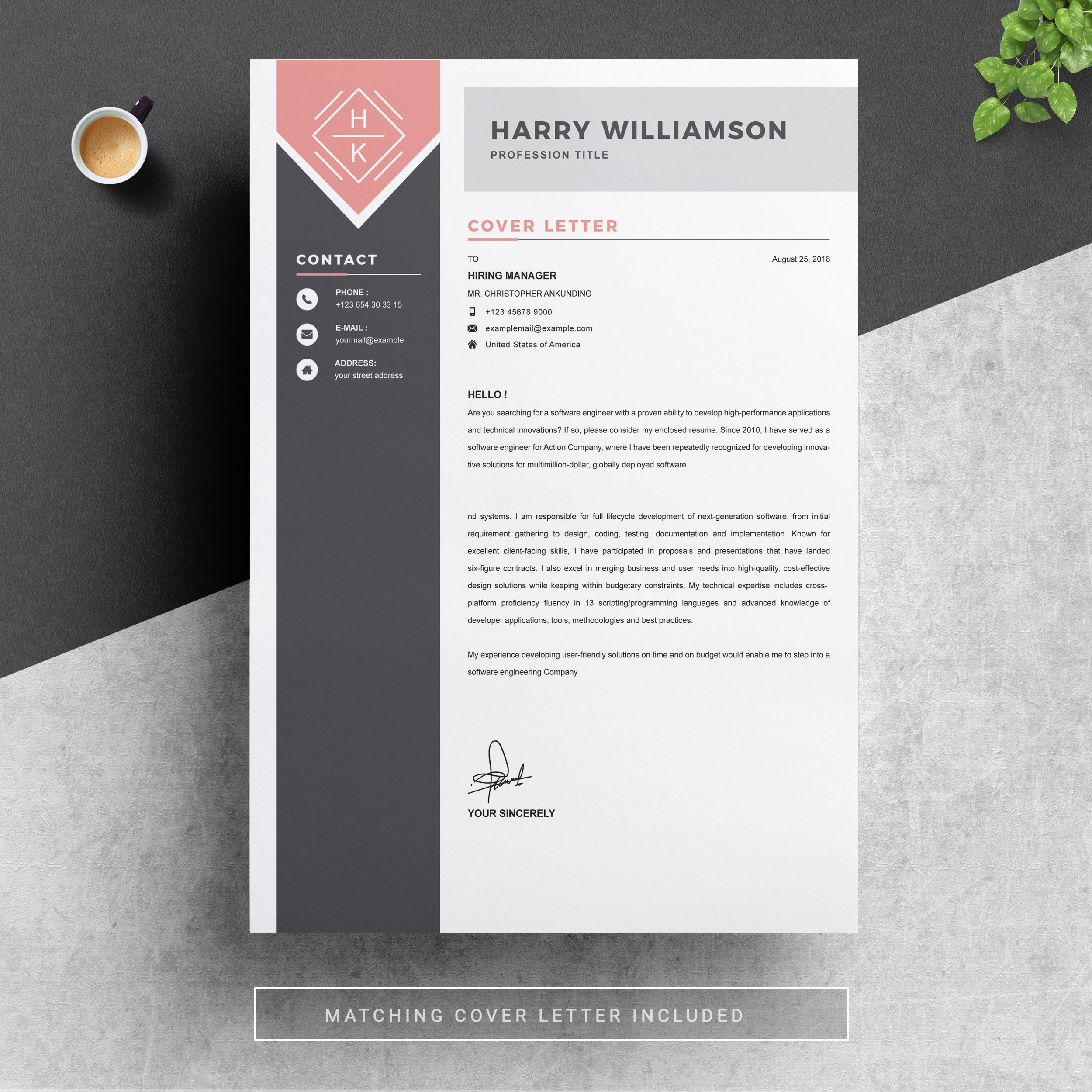 One Page Resume Template - Design Cuts