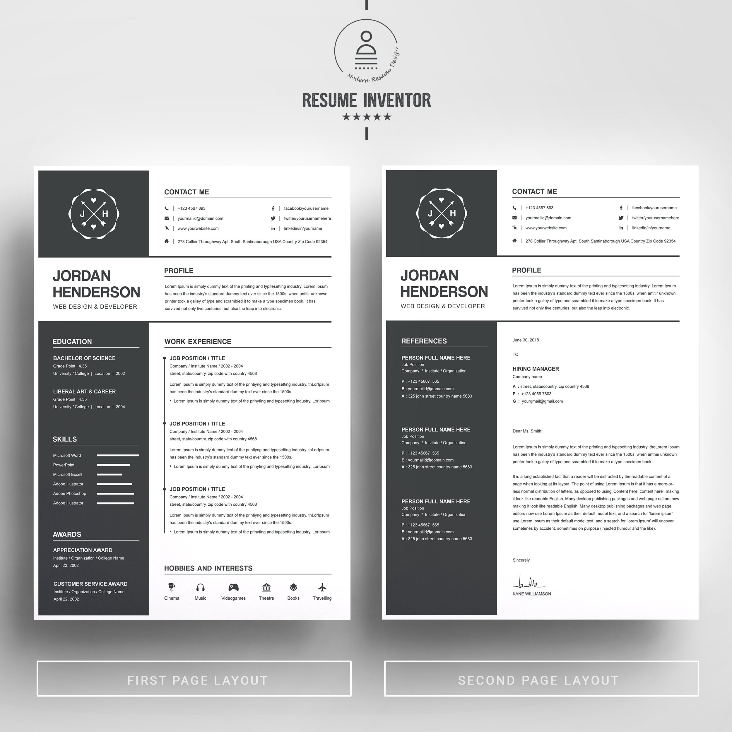 Resume Template And Cover Letter For Word - Design Cuts