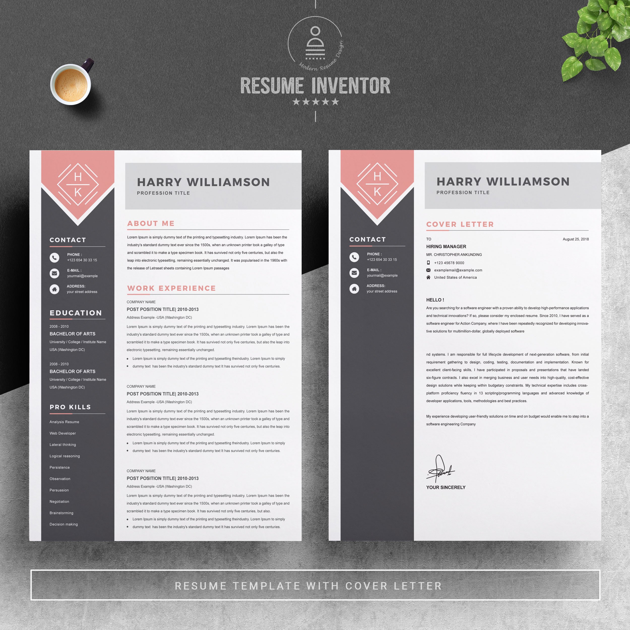 One Page Resume Template - Design Cuts