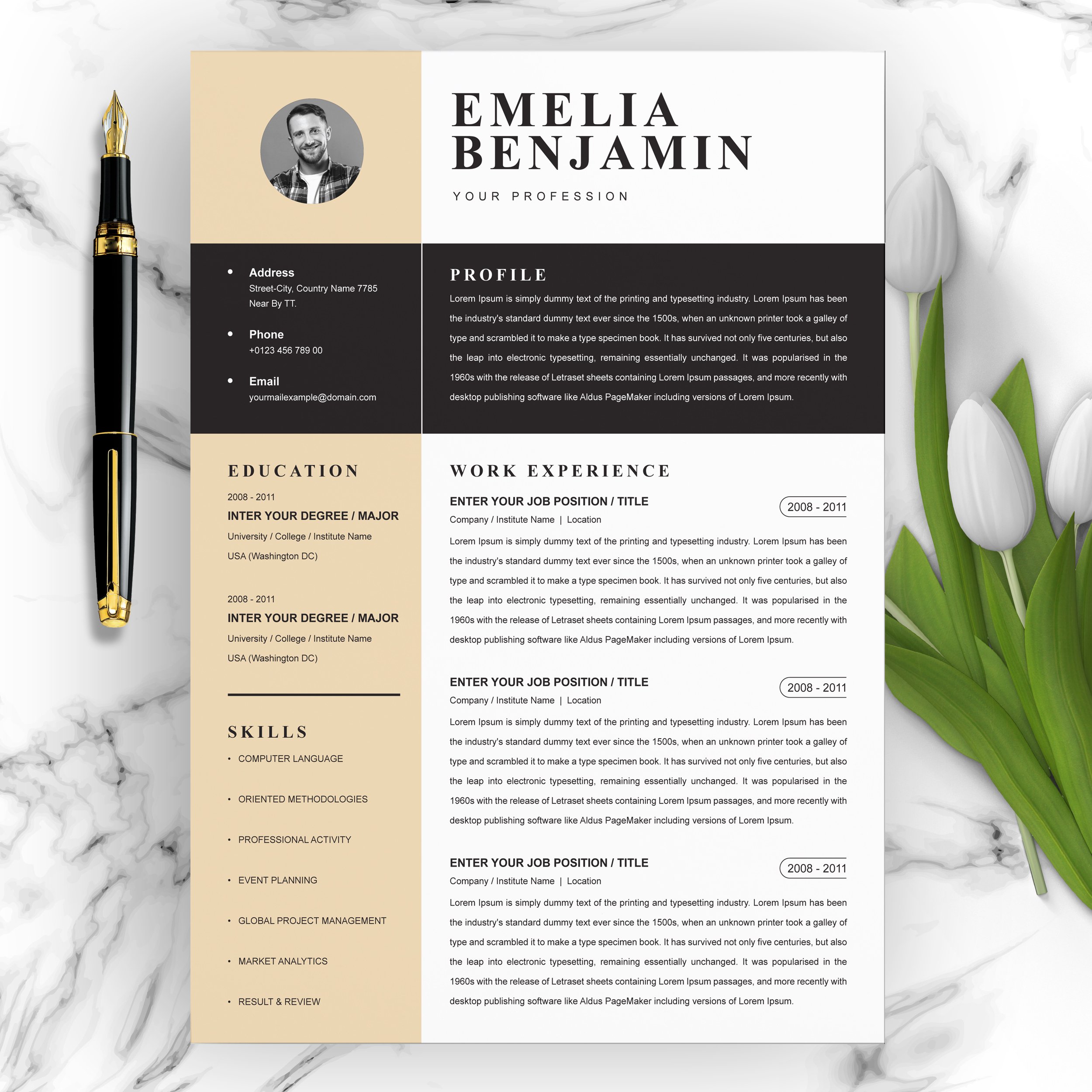 Marketing Officer Resume Or CV Template - Design Cuts