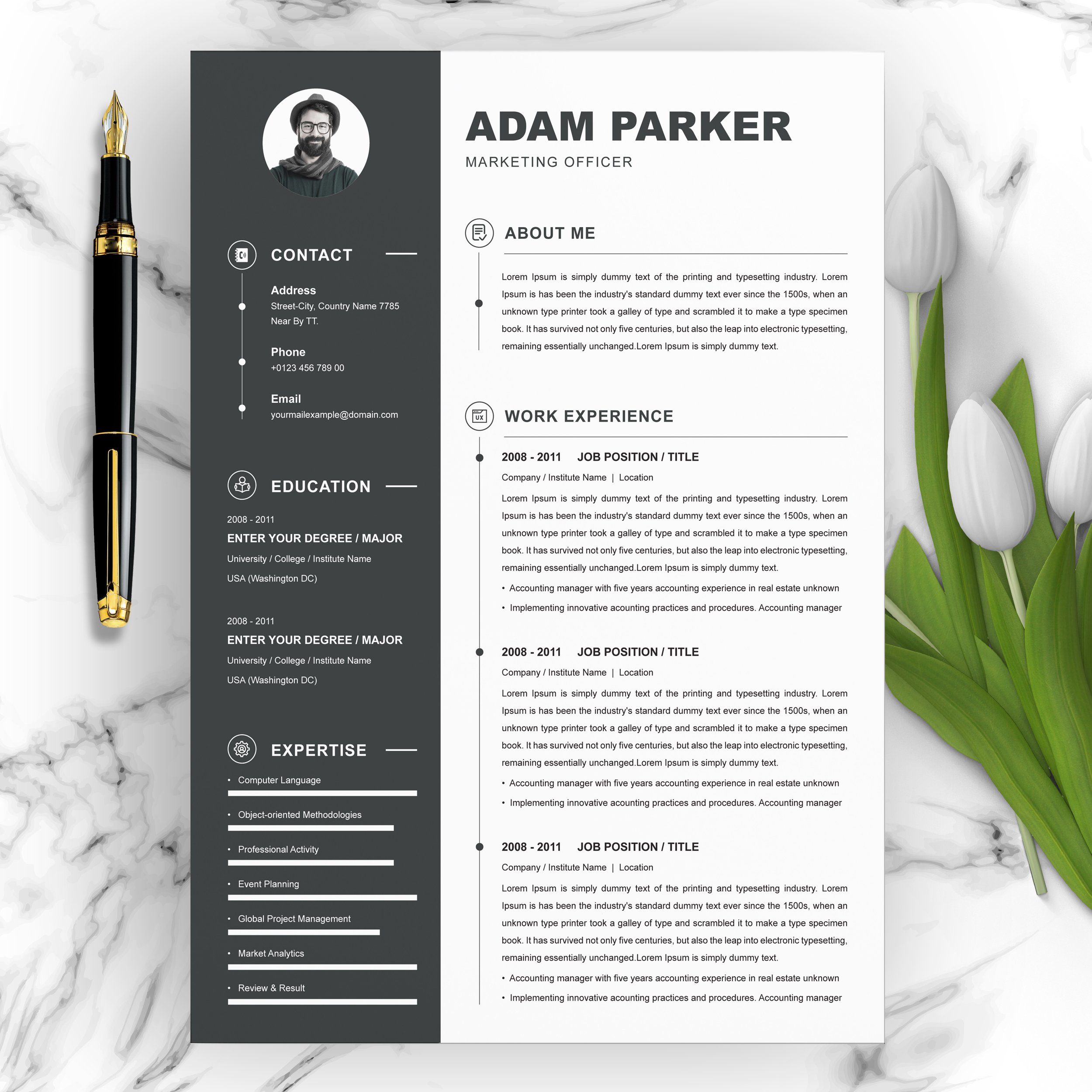 Marketing Officer Resume Template - Design Cuts