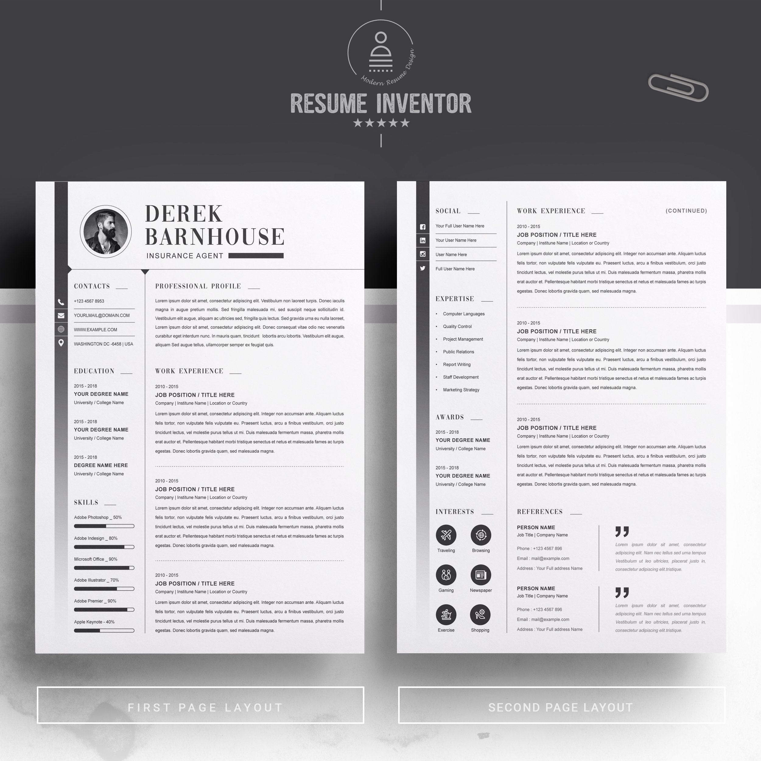 Modern Clean One Page Resume Template - Design Cuts